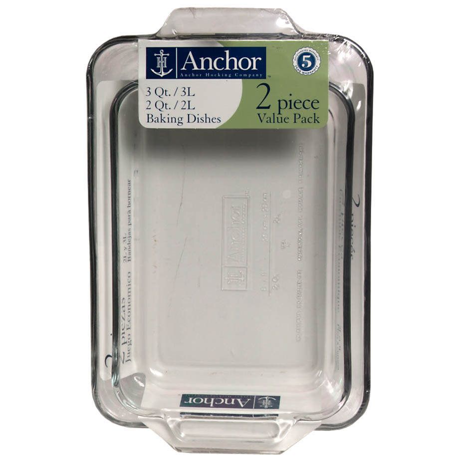 Anchor Hocking Glass Baking Dishes, 3 qt and 2 qt, Value Pack, 2 each