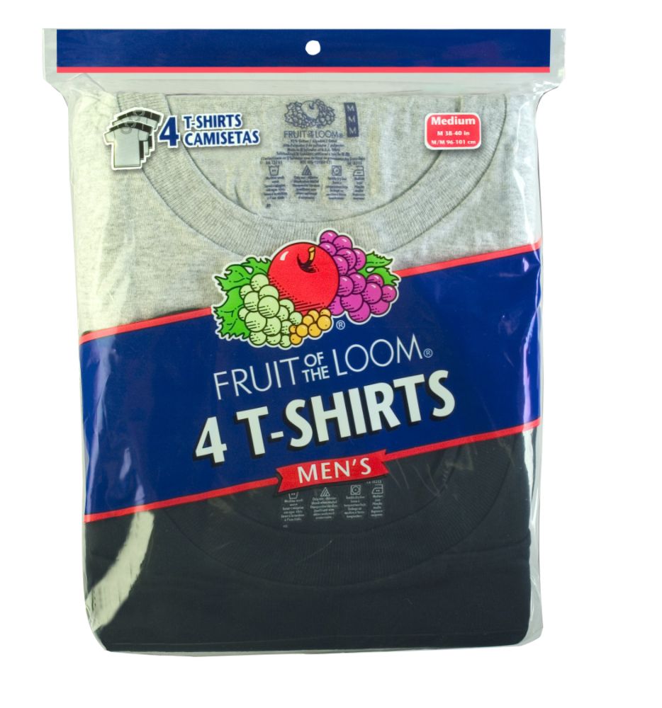 Fruit of the Loom Big Men's Wardrobe Crew T-shirt - 2X Black/Gray 4 pack at Kmart.com