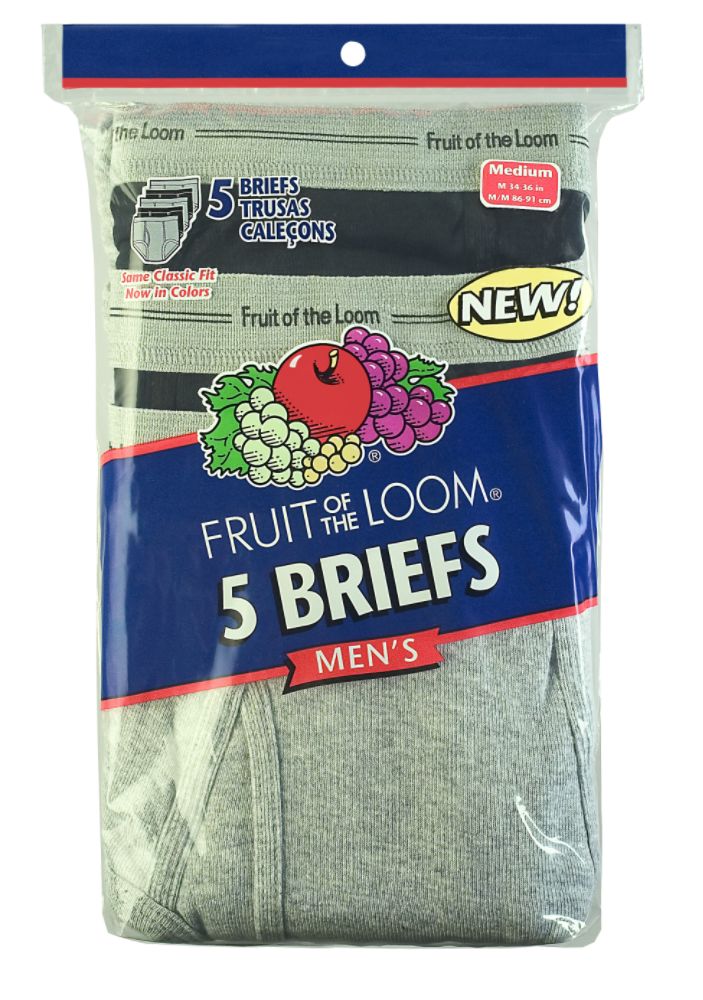 Fruit of the Loom Big Men's Wardrobe Brief - 2X Black/Gray 5 pack