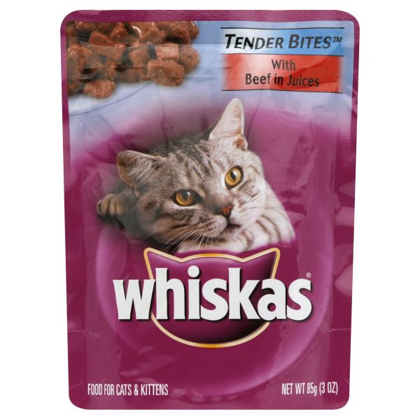 Whiskas Tender Bites Food for Cats & Kittens, Beef in Juices, 3 oz (85 g) at Kmart.com