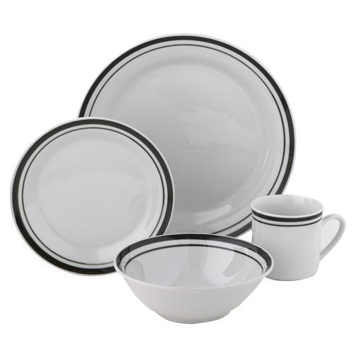 Essential Home Infinitas Black Band 16-Piece Dinnerware Set