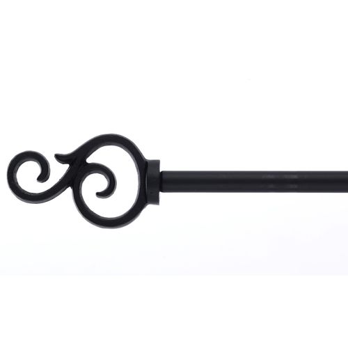 Essential Home Curtain Rod Set Black Scroll Adjustable 4884 Inches