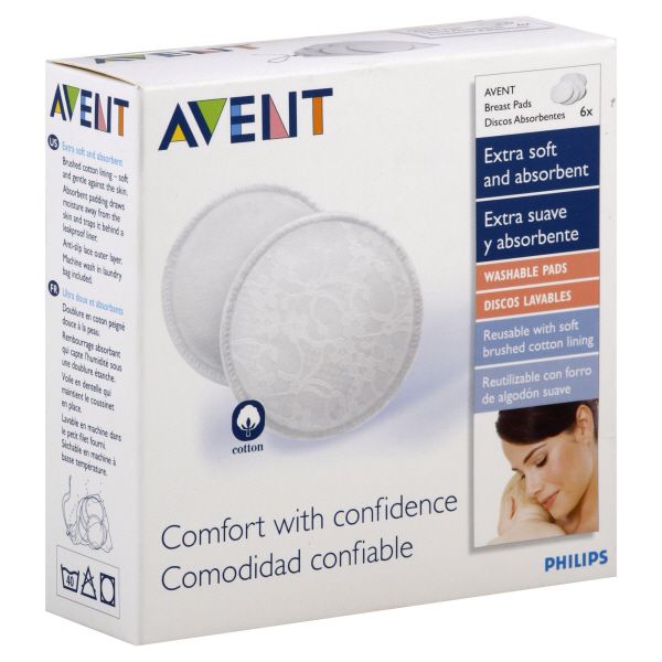 Avent Breast Pads, Washable, 6 pads