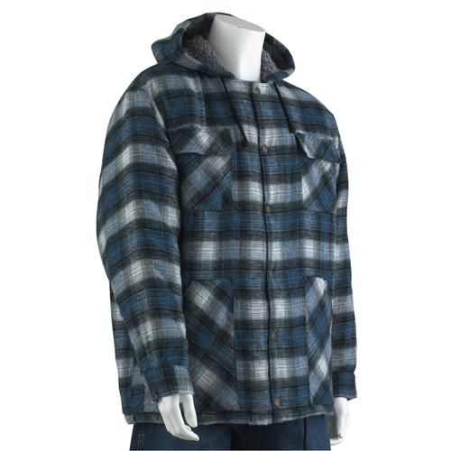 Basic Editions Flannel Hooded Button Front Sherpa Lined Jacket