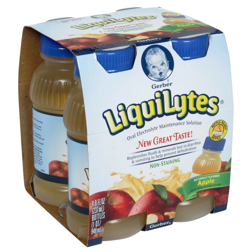 Gerber LiquiLytes Oral Electrolyte Maintenance Solution, Apple, 4 - 8 fl oz (237 ml) bottles (1 qt) 948 ml] at Kmart.com