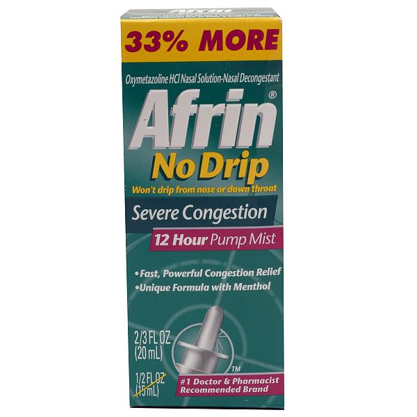 Afrin Decongestant No Drip Nasal Mist 2.3 Fluid Ounce 68403412