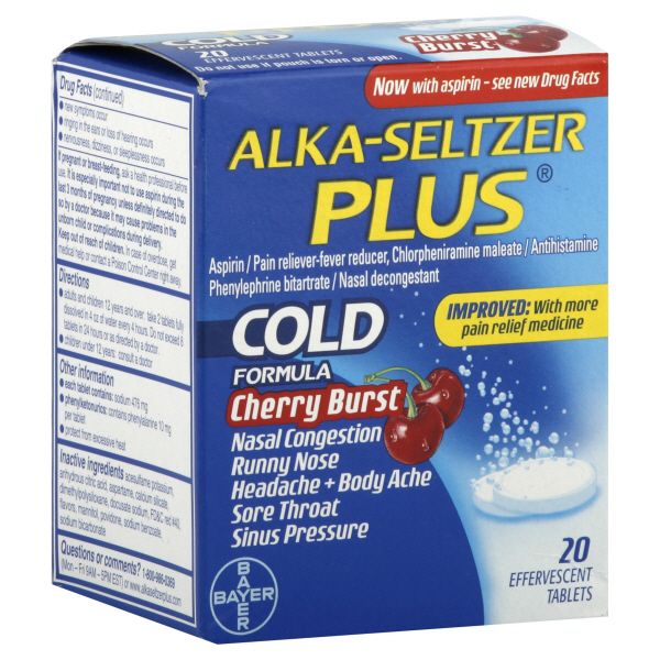 Alka-Seltzer Plus Cold Formula, Cherry Burst, Effervescent Tablets, 20 tablets at Kmart.com
