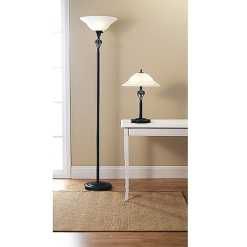Essential Home 2 pk Glass Shade Table & Floor Lamp Combo