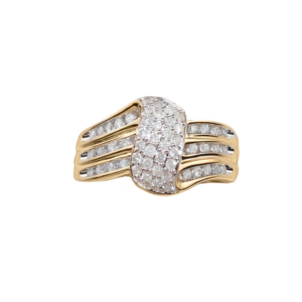 1/2 cttw Diamond Wave Bypass Ring in 10K Yellow Gold