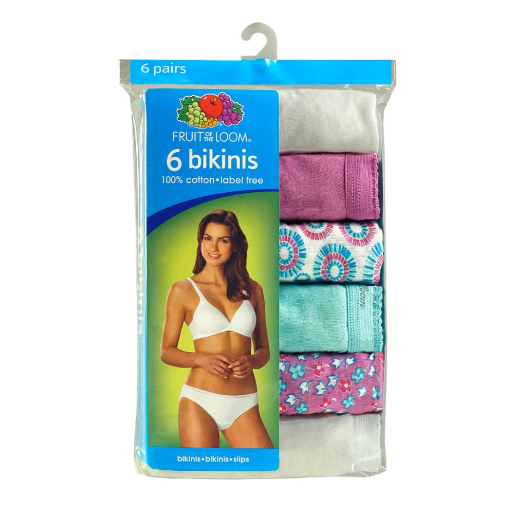 Fruit of the Loom Women's 6 Pack Wardrobe Cotton Bikini at Kmart.com