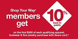 Sears card 10% back in points