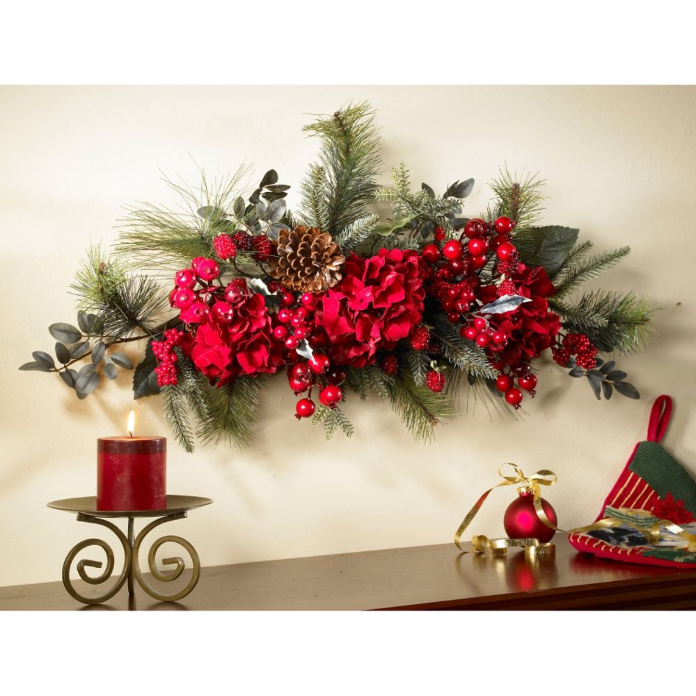 Nearly Natural 30" Holiday Hydrangea Swag