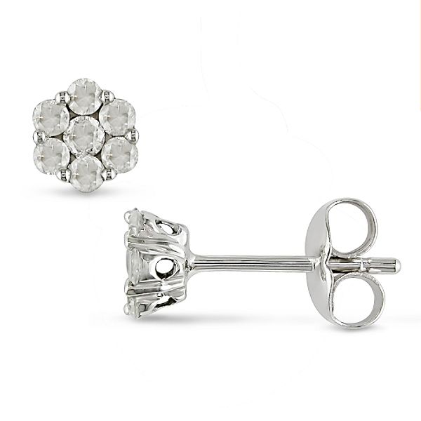 0.50 Cttw Diamond Earrings In Sterling Silver
