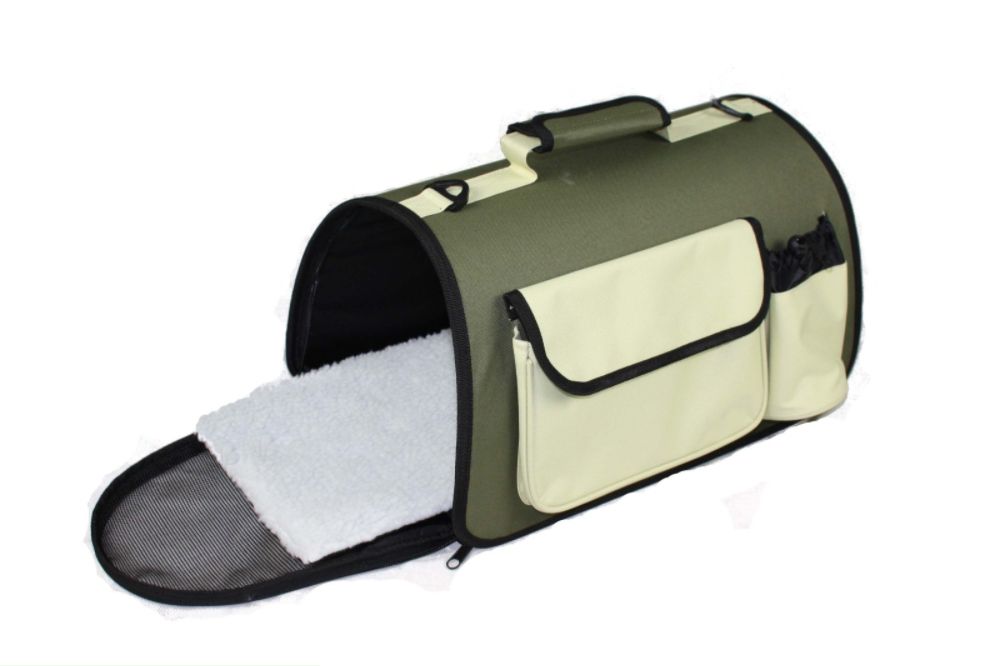 Pet Life Folding Zippered Casual Pet Carrier W/ Bottle Holder