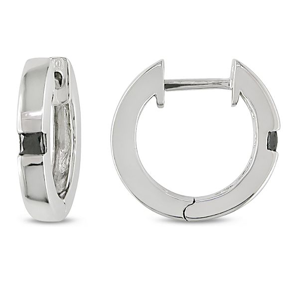 0.14 Cttw Black Diamond Cuff Earrings In 10K White Gold
