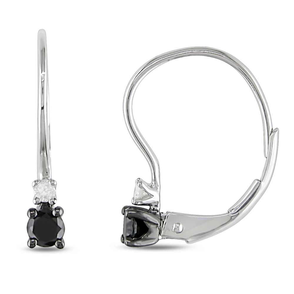 0.25 cttw Black and White Diamond Earrings in 10K White Gold TRT Blk
