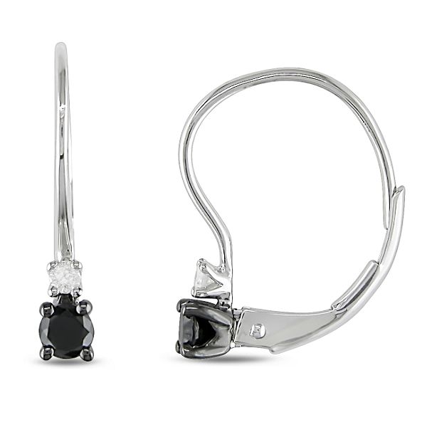 0.25 Cttw Black And White Diamond Earrings In 10K White Gold