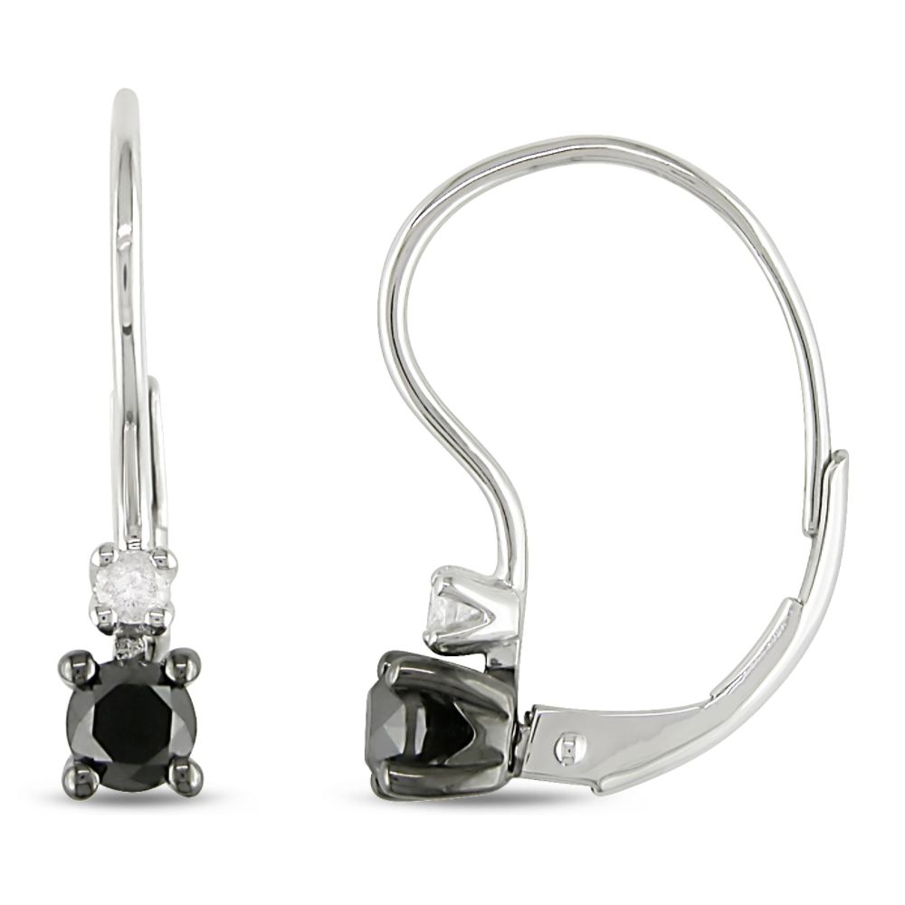 0.50 cttw Black and White Diamond Earrings in 10k White Gold
