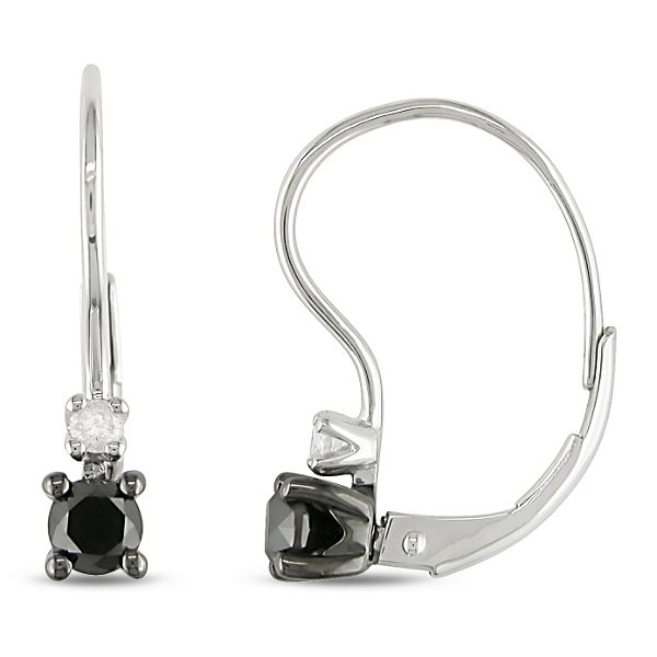 0.50 Cttw Black And White Diamond Earrings In 10K White Gold