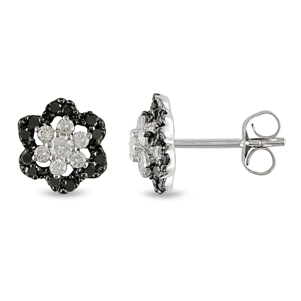 0.50 cttw Black and White Diamond Earrings in 10K White Gold TRT Blk