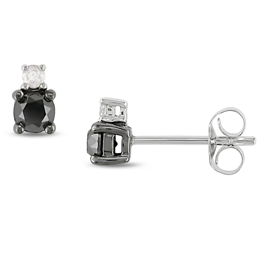 0.50 cttw Black and White Diamond Earrings in 10K White Gold Black and White Diamond Earrings in 10K White Gold TRT Blk