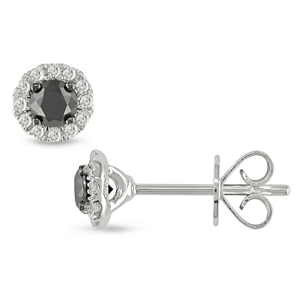 0.50 cttw Black and White Diamond Earrings in 14K White Gold TRT Blk