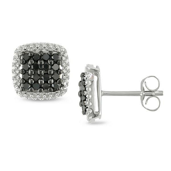 0.50 Cttw Black Diamond Earrings In 10K White Gold