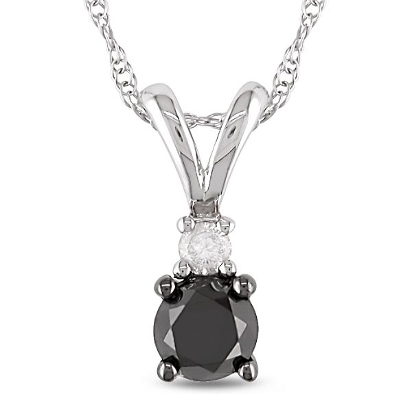 0.50 Cttw Black And White Diamond Pendant In 10K White Gold