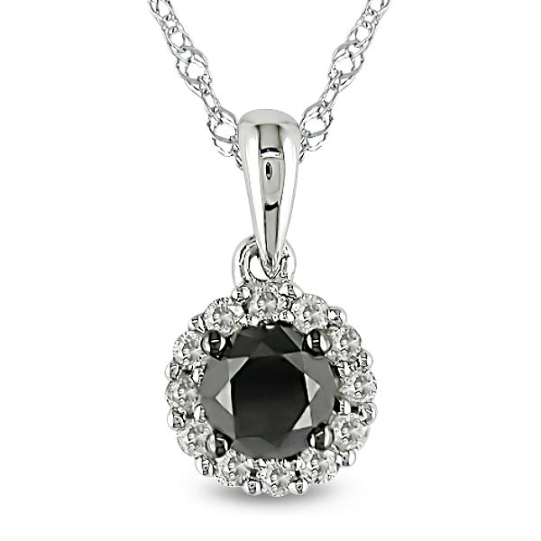 0.50 Cttw Black And White Diamond Pendant In 14K White Gold