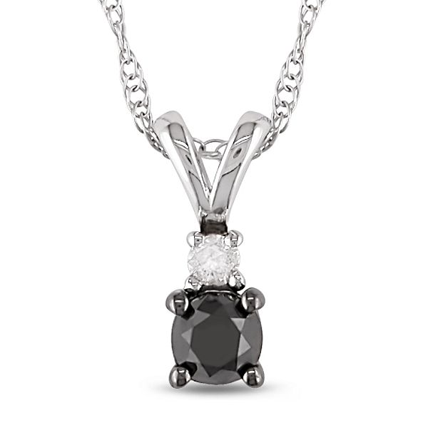 0.25 Cttw Black And White Diamond Pendant In 10K White Gold