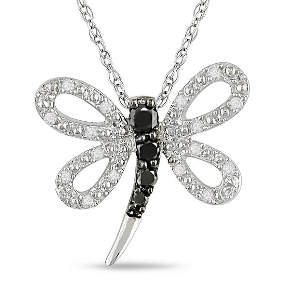 0.18 Cttw Black And White Diamond Pendant In 10K White Gold