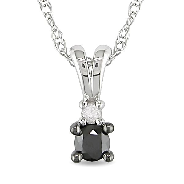0.14 Cttw Black And White Diamond Pendant In 10K White Gold