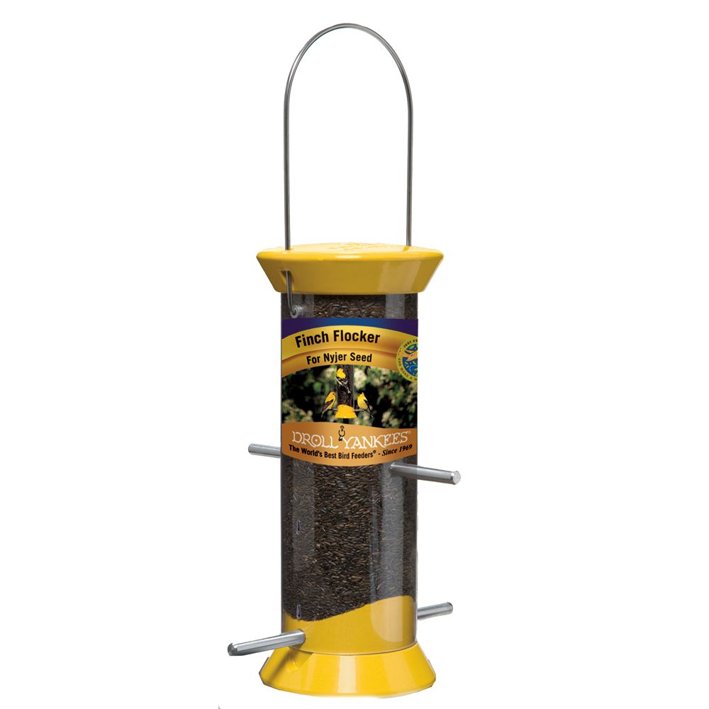 Droll Yankee 8inch Yellow Nyjer Tube Feeder with 4 Ports