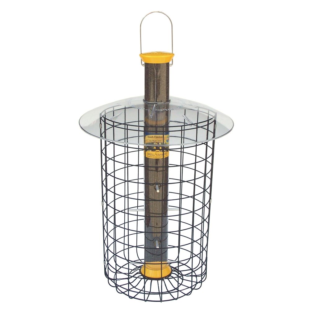 Droll Yankee 23inch 8 Port Yellow Tube with Black Cage Nyjer Feeder