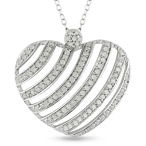 1 Cttw Diamond Heart Pendant In Silver