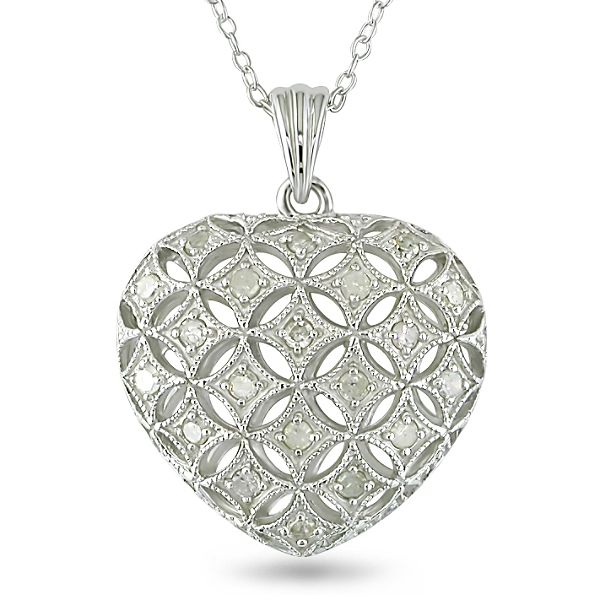 0.50 Cttw Diamond Heart Pendant In Sterling Silver
