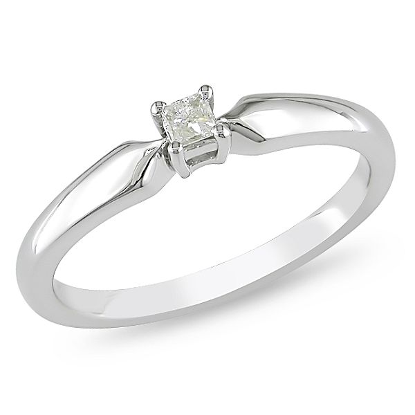 0.10 Cttw Solitaire Diamond Ring In Sterling Silver