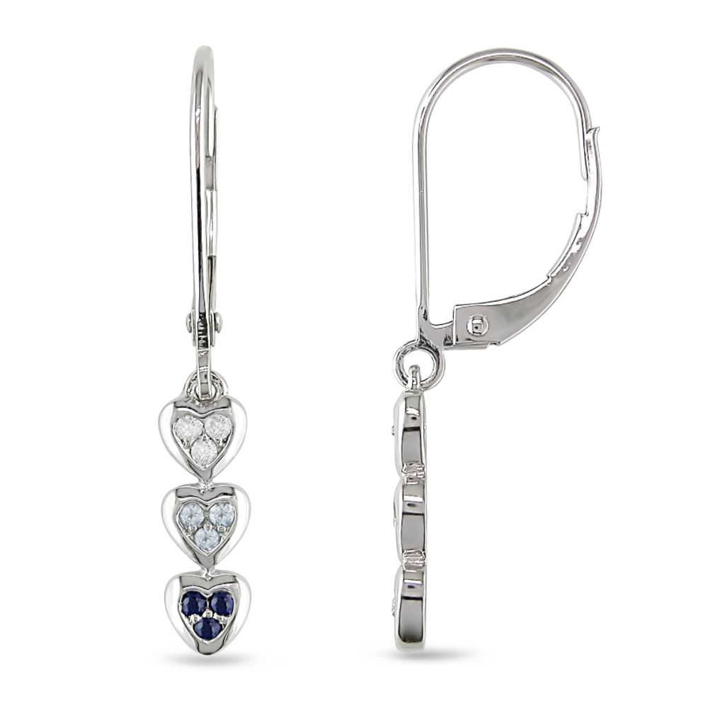   1/6 cttw  Blue Topaz, Sapphire and Diamond Accent Earrings in 10k White Gold at Kmart.com