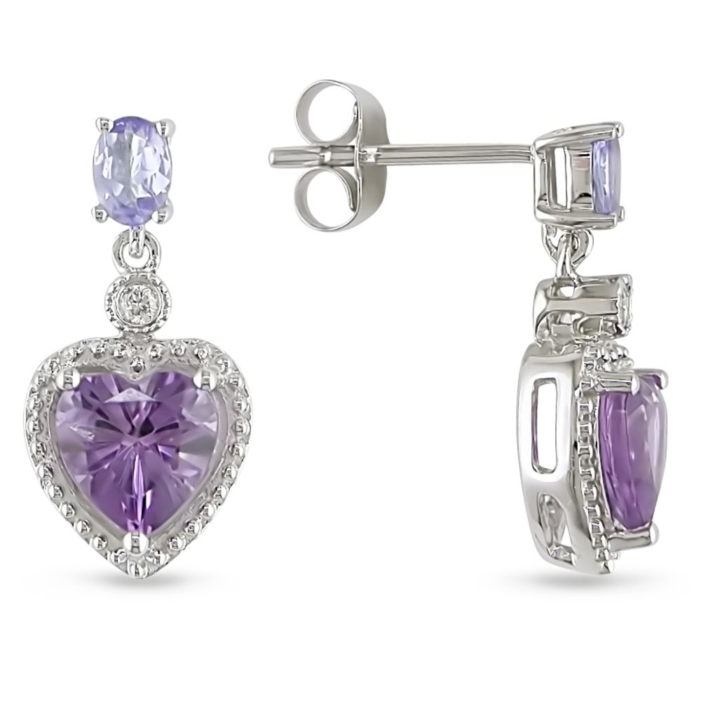 1 3/8 Cttw Amethyst And Tanzanite Earrings In 10K White Gold