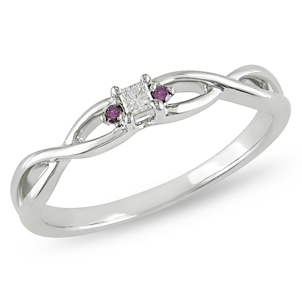 Pink and White Diamond Accent Engagement Ring in 10k White Gold at Kmart.com