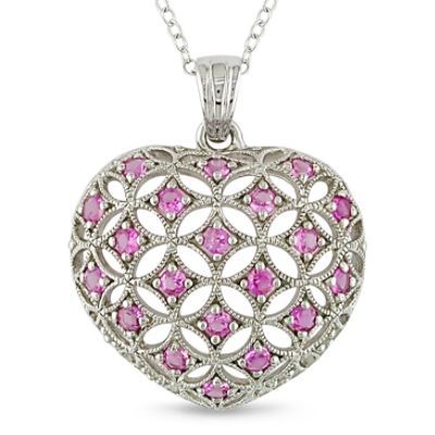   Lab Created Sapphire Pendant Heart Sterling Silver Pink at Sears.com