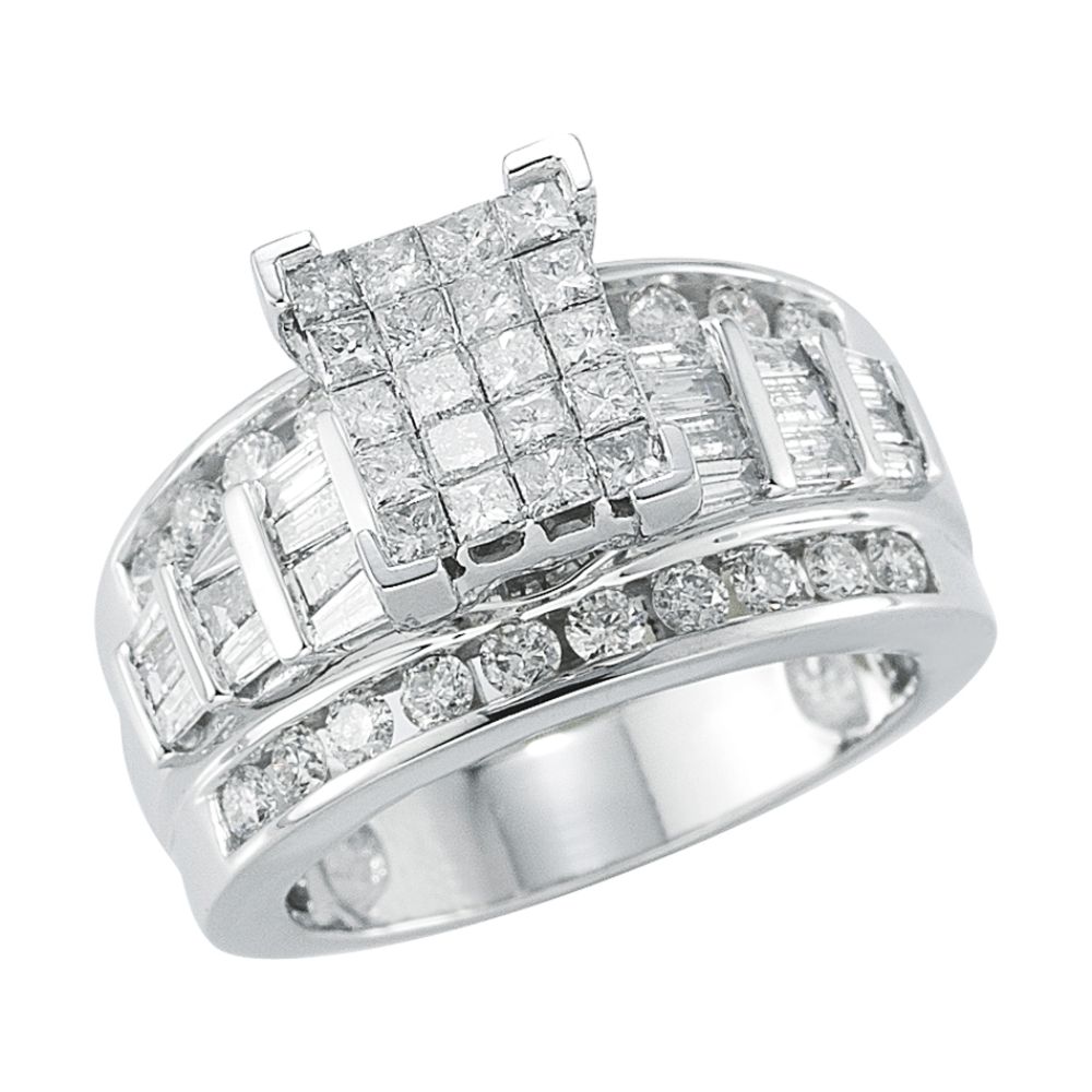 10Kt White Gold Genuine 2.00Ct. Tw. Diamond Bridal Ring
