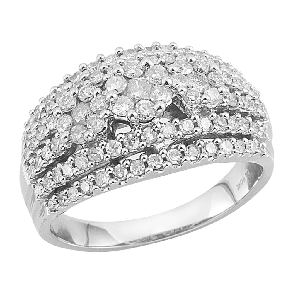 10Kt White Gold Genuine 1.00Ct. Tw. Diamond Cluster Ring at Sears.com