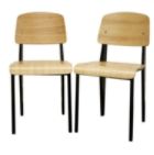 Langsam Plywood and Steel Modern Dining Chairs (Set of 2)