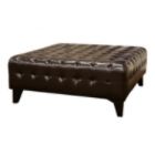 Pemberly Dark Brown Bonded Leather Square Ottoman