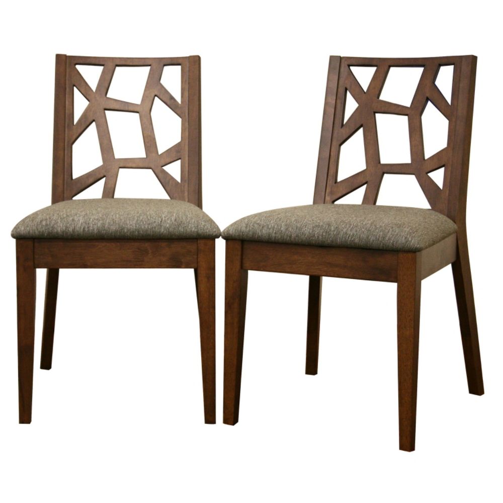 Baxton Studio Jenifer Modern Rubberwood Dining Chair (Set of 2), Medium Brown