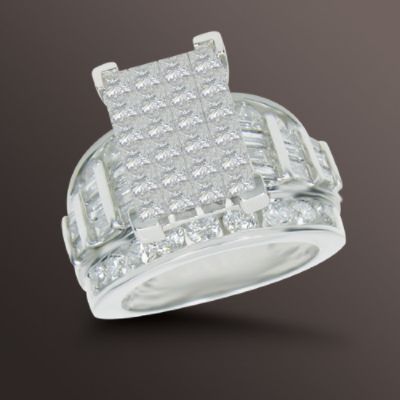 4 cttw Princess Composite & Baguette Diamond Engagement Ring in 14k WG at Sears.com