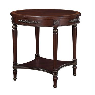 L Powell Masterpiece "Warm Cherry" Round Accent Table