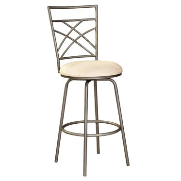 L Powell Antique Gold Accented Pewter Bar Stool  30