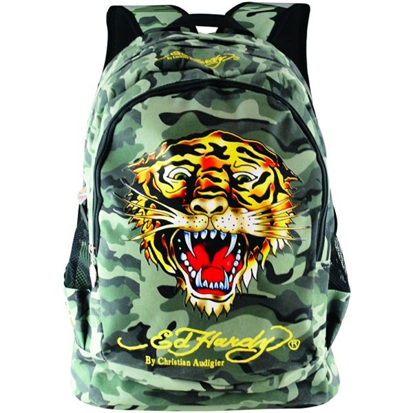 Ed Hardy Bruce Gray Camo Tiger Backpack